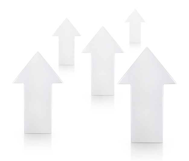 white arrow 3d render transparent background