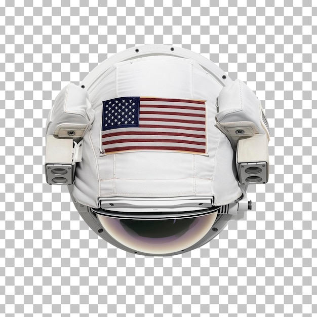 PSD un casco bianco di astronauti con la bandiera americana sopra