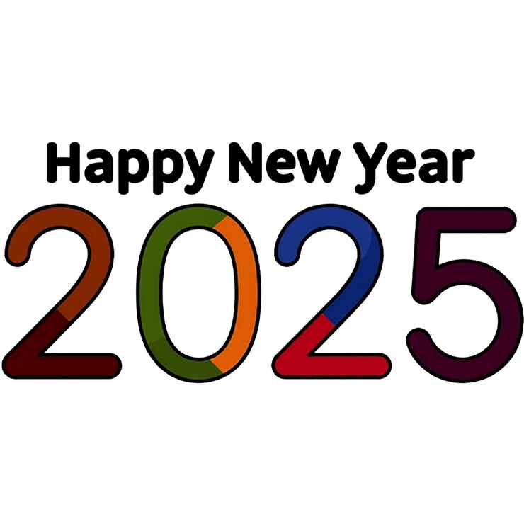 PSD a white background with a colorful design that says happy new year