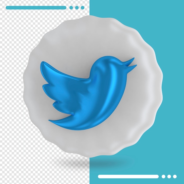 PSD white balloon and logo of twitter 3d rendering