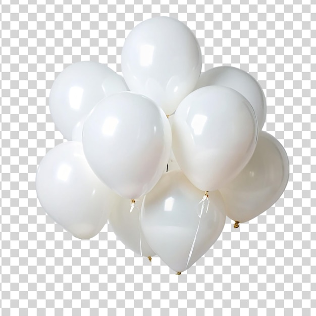 PSD white balloons isolated on transparent background