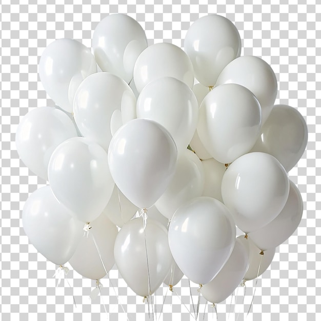 PSD white balloons isolated on transparent background