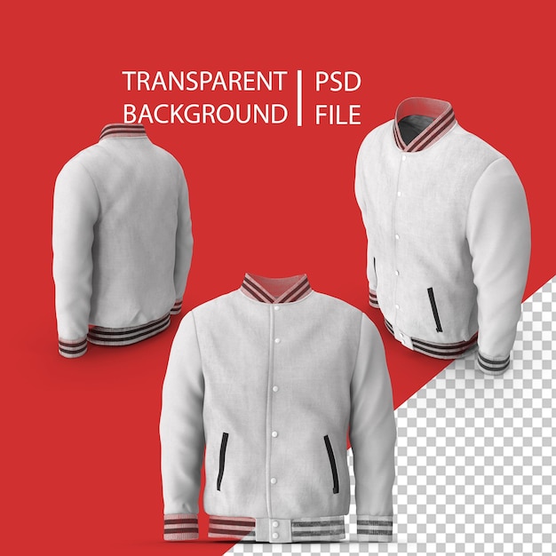 PSD white baseball jacket png