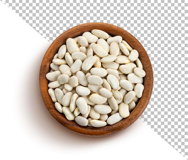 White beans isolated with clipping path top view