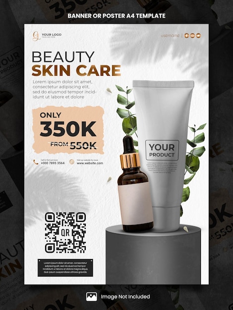 PSD white beauty skin care special package poster a4 or banner template