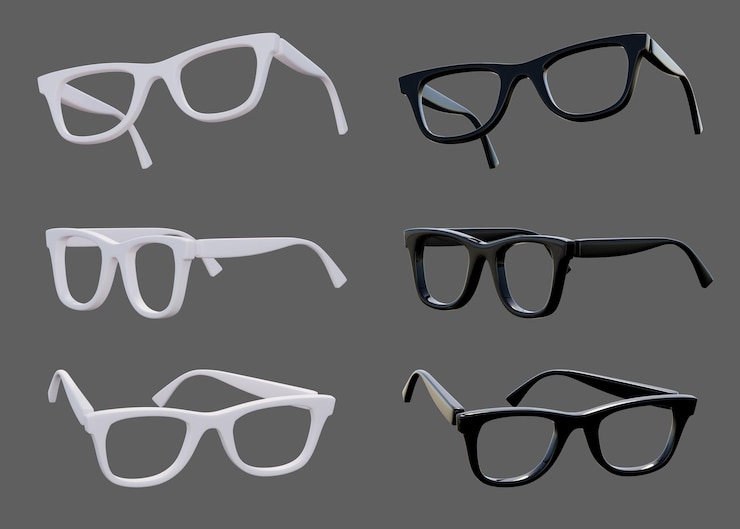 PSD 白と黒のメガネ 3dグラフィックス