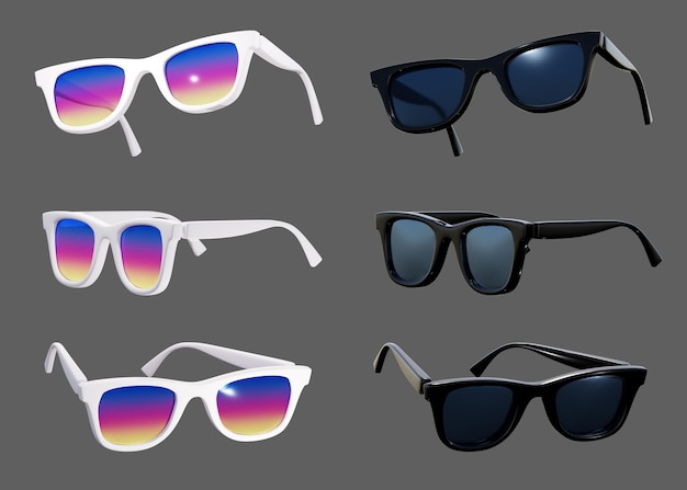白と黒のサングラス 3Dグラフィックス