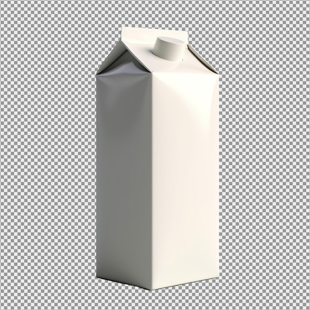 PSD white blank milk cartoon on transparent background