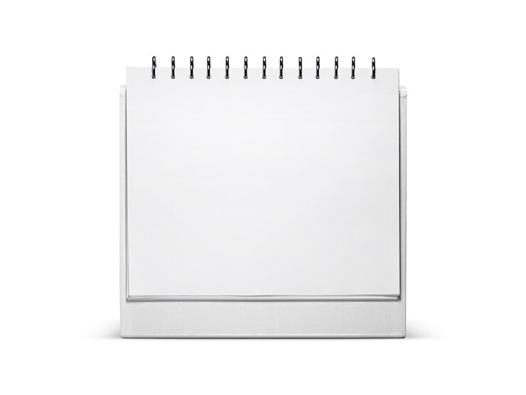 PSD white blank paper desk spiral calendar transparent background