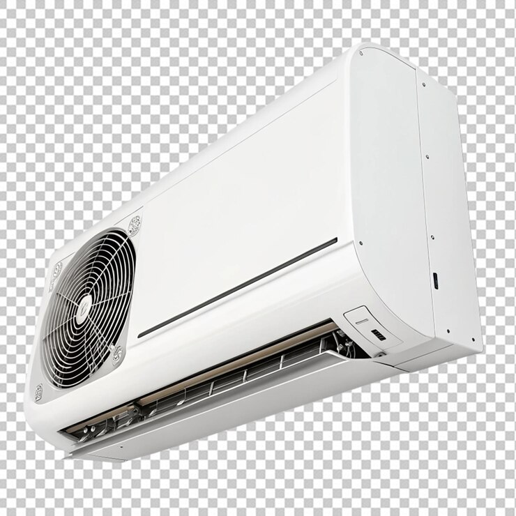 PSD a white and blue air conditioner with the number 50 on it