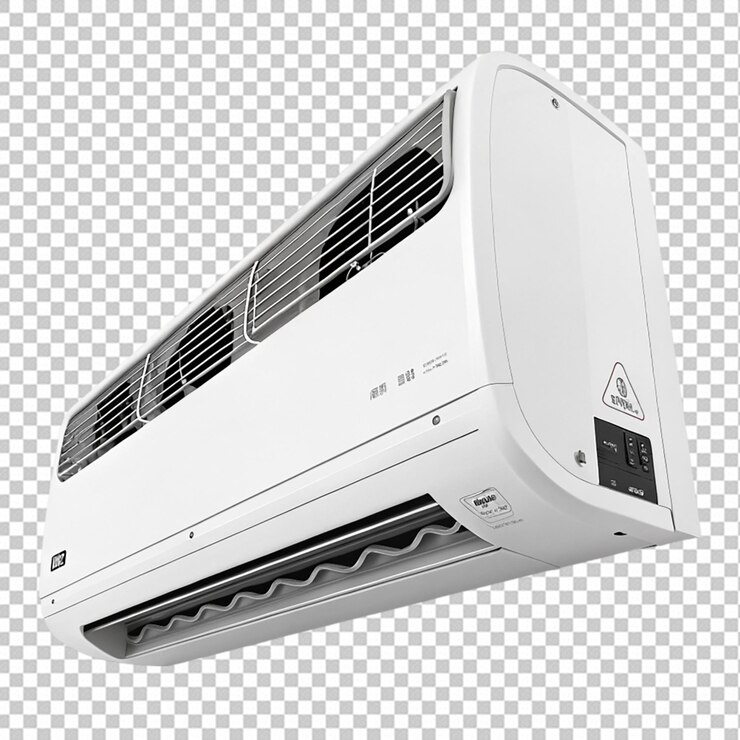 PSD a white and blue air conditioner with the number 50 on it