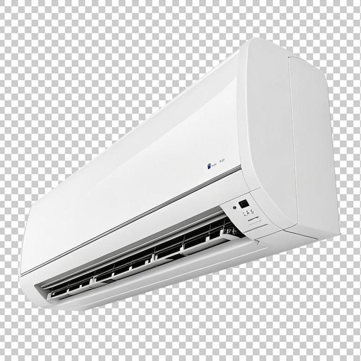PSD a white and blue air conditioner with the number 50 on it