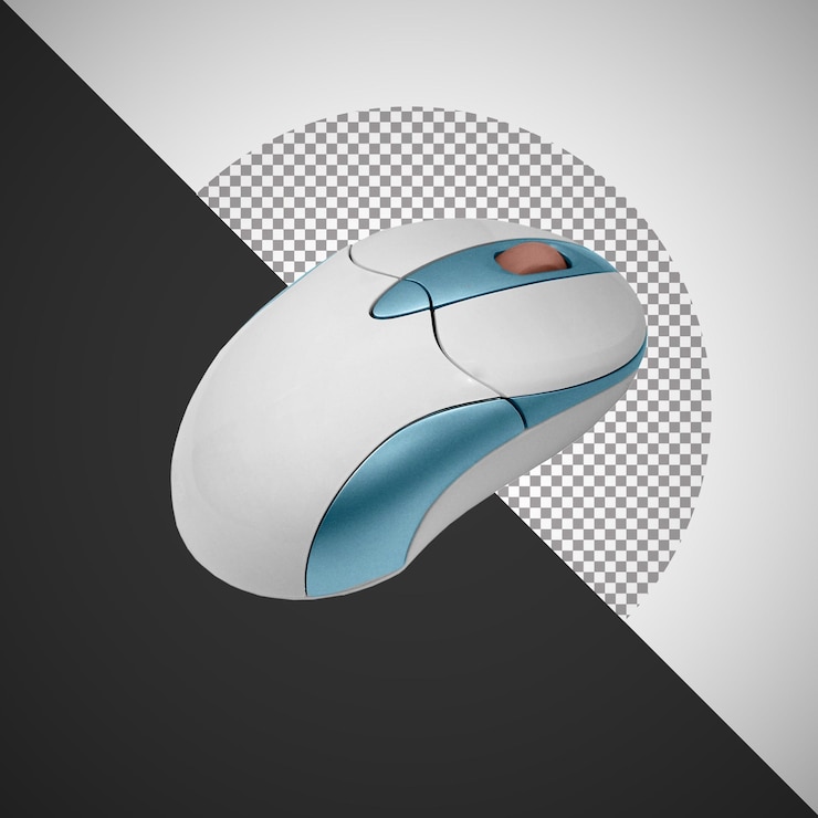 PSD white and blue wireless computer mouse
