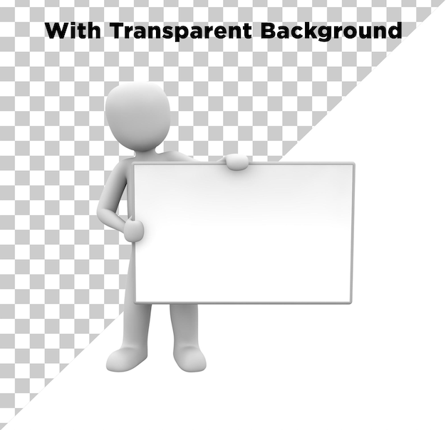White Board in Hand Clipart PNG PSG Isolated on Transparent Background
