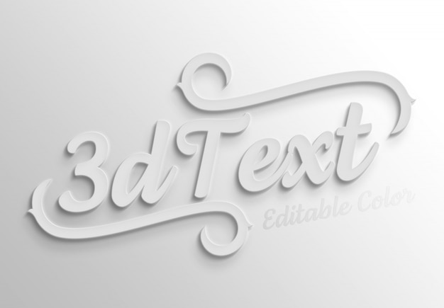 White bold 3d text effect Mockup