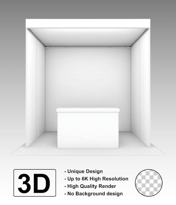 PSD white booth display event show 3d