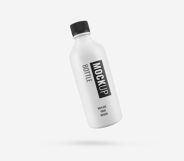 Mockup pubblicitario bottiglia bianca realistico