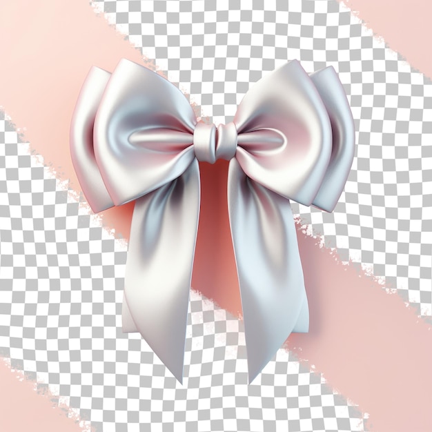 White bow with pink ribbon on transparent background for a stylish event accessory