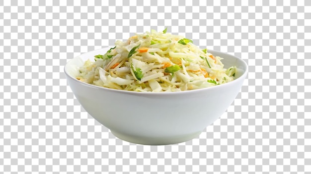 White bowl of cabbage salas isolated on transparent background