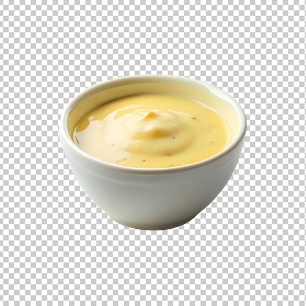 PSD una ciotola bianca su uno sfondo trasparente di salsa di formaggio