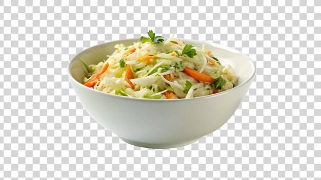 PSD white bowl of coleslaw isolated on transparent background