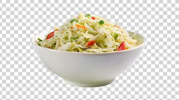 PSD white bowl of coleslaw isolated on transparent background