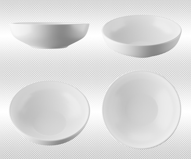 White bowl isolated on alpha background 3D rendering