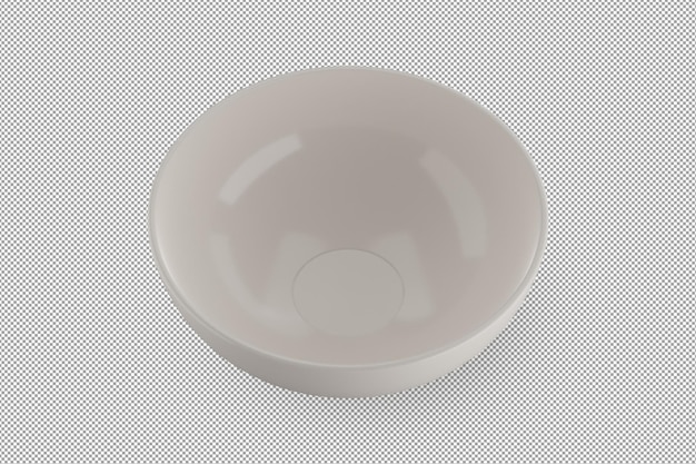 White bowl isolated on alpha background 3D rendering