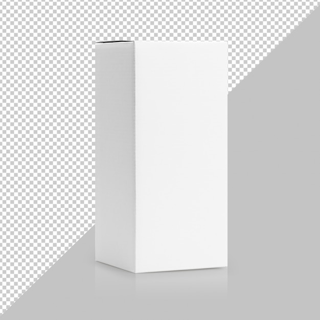 White box tall shape product packaging in side view mockup