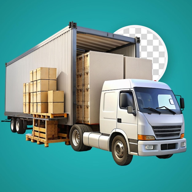 PSD white box truck isolated on background