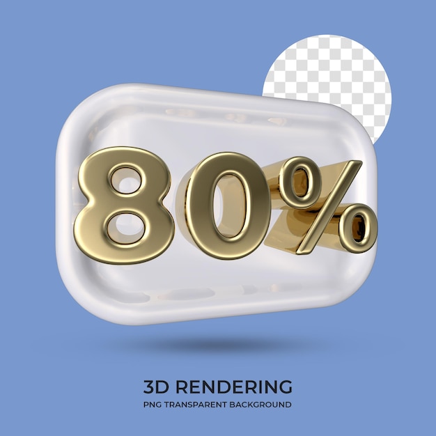 White box with 80 percent 3d rendering transparent background