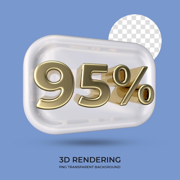 95% 3d 렌더링 투명 배경이 있는 흰색 상자