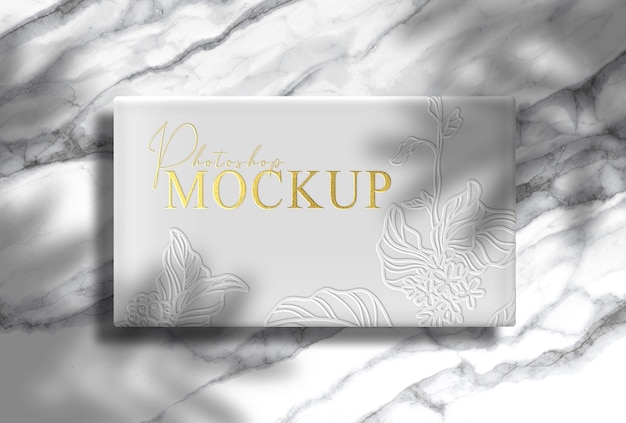 white box with gold embossed mockup