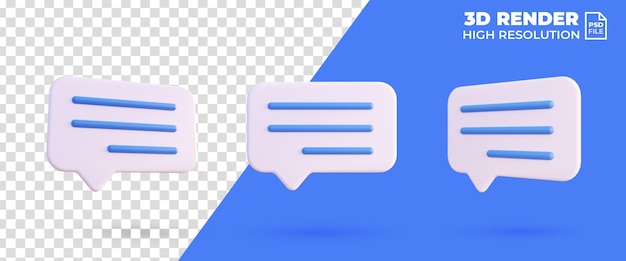 White bubble chat icon illustration 3d render isolated