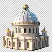 PSD white building with a dome on top of it on transparent background