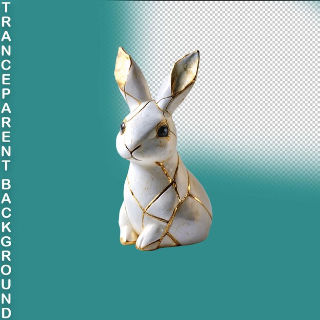 PSD white bunny on transparent background