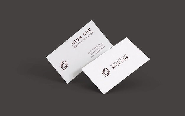 White business card mockup in dark color background