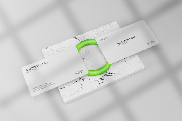 PSD white business card mockup with ring