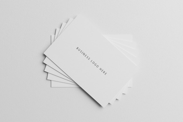 White business card paper stacking mockup