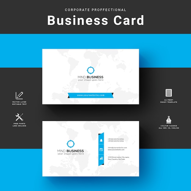 PSD white business card template