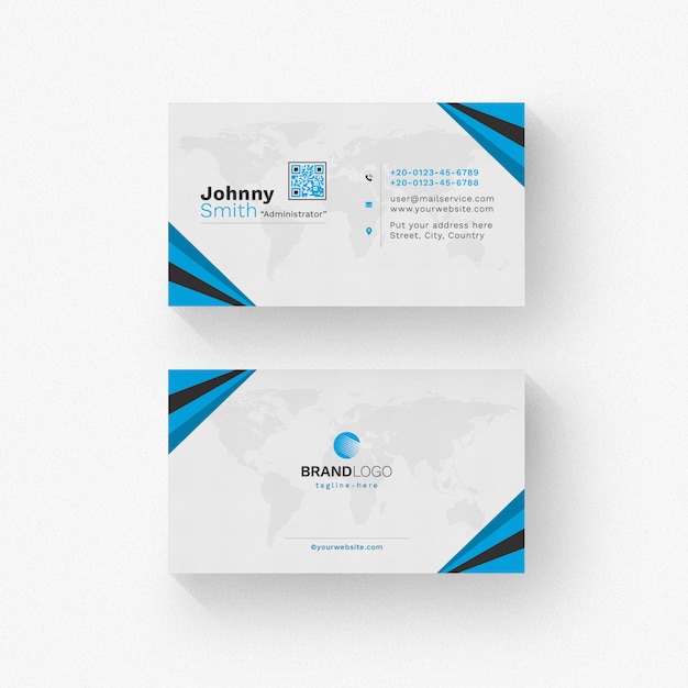 PSD white business card with blue details