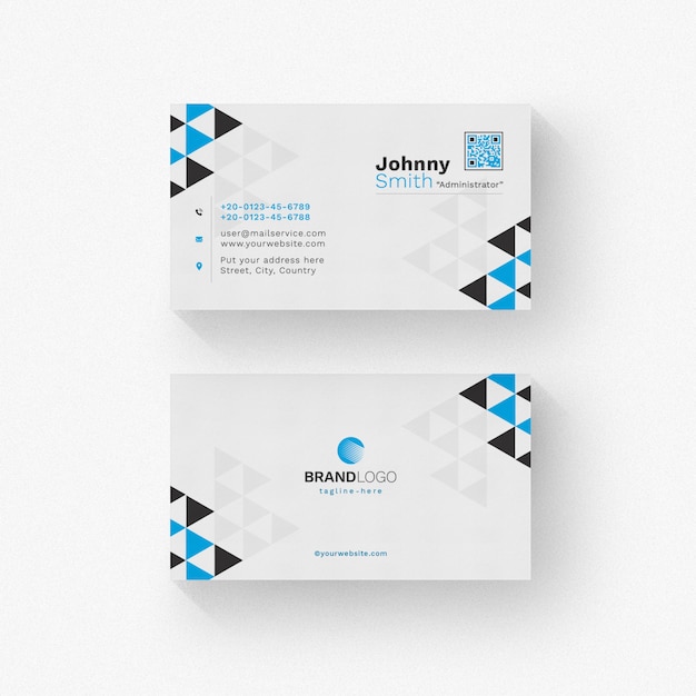 PSD white business card with blue details