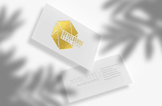 white business card with gold embossed mockup
