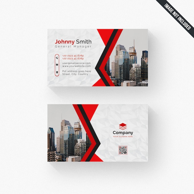 PSD white business card with red details