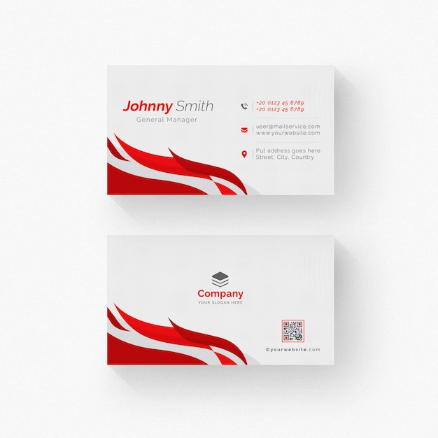 PSD white business card with red details