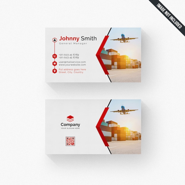 PSD white business card with red details