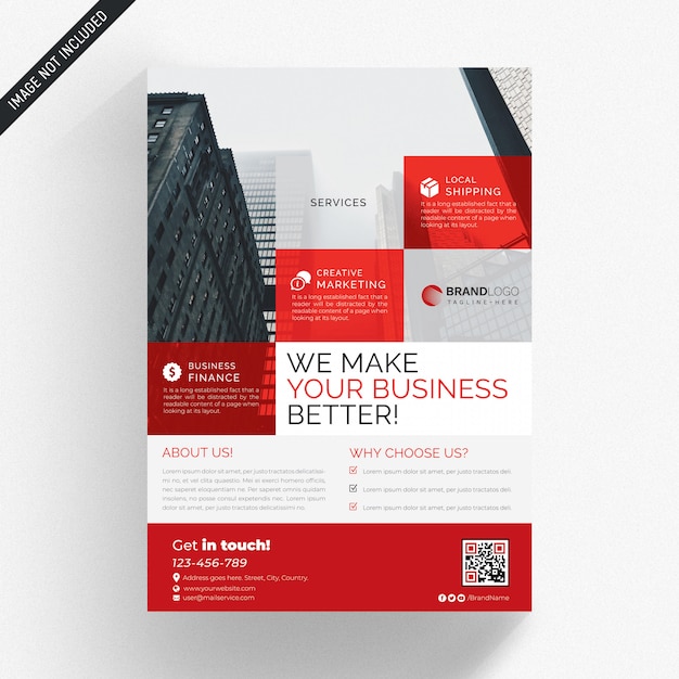 PSD white business flyer with red details