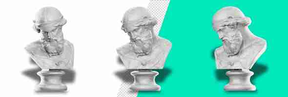 PSD a white bust of a man with a beard and a green background.