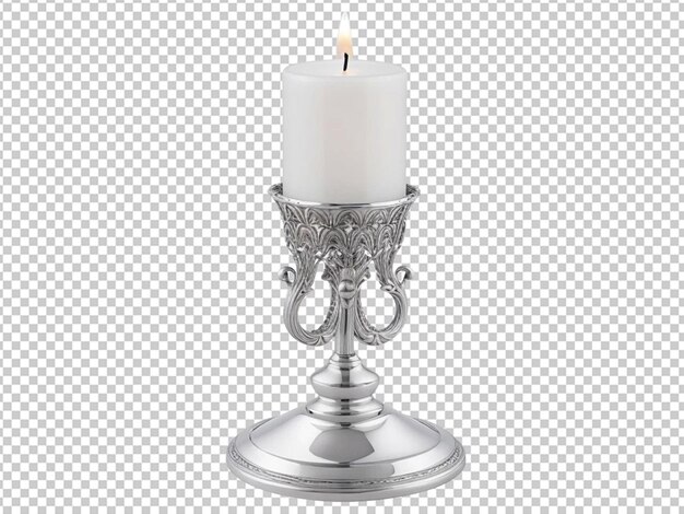 PSD white candle in an antique silver candleholder