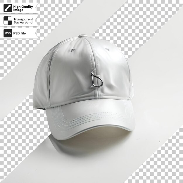 PSD a white cap with a silver band that says  go to the top